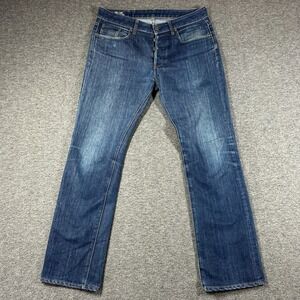 G-star raw 3301 straight denim jeans men 33x32 (fits 34x30) button fly med wash